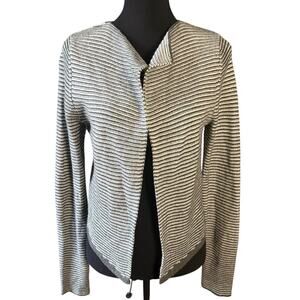 Express Women's Cardigan Sweater Green White Medium Cropped